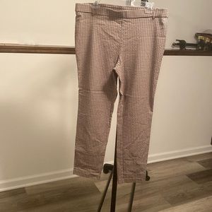 XL pull on skinny houndstooth pants black brown and cream
